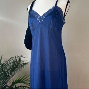 Blue lace silk dress